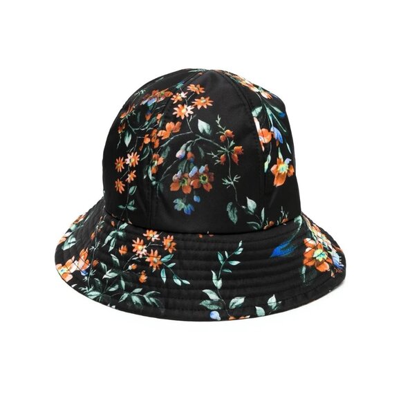 Erdem Kallmus Black Floral Nylon Printed Bucket Hat NWT $390 Size Large - Picture 1 of 8